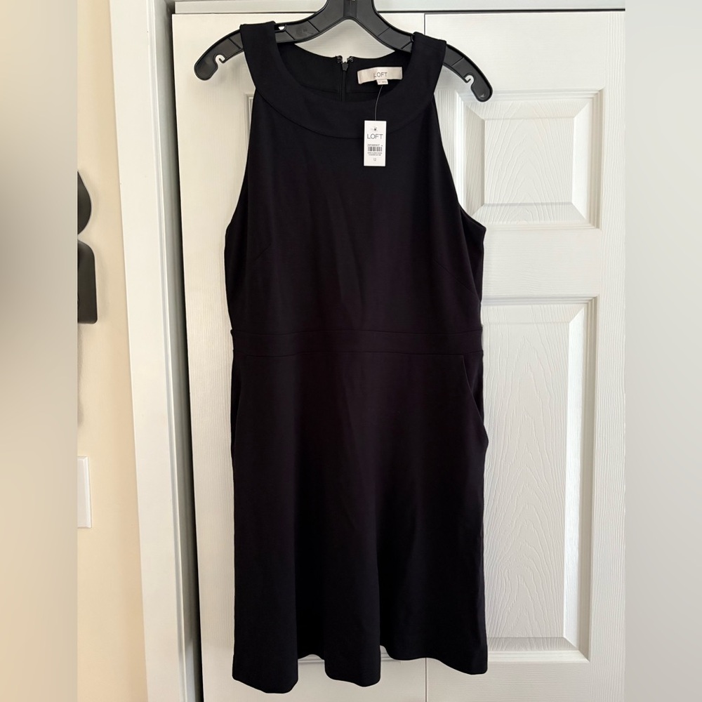 LOFT Women's Black Sleeveless Dress With Pockets, NWT, Size 12.